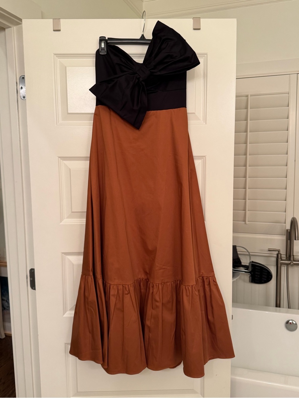 Hutch Strapless Dress with Oversized Bow - Black & Rust
